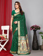 Green Paithani Saree With Zari Weaving Work