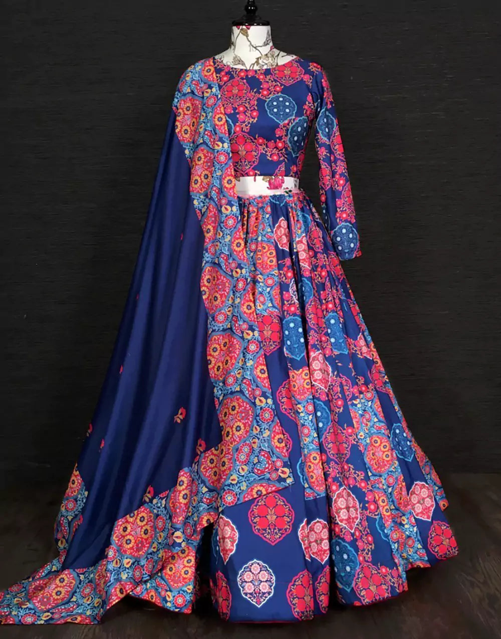 Blue Vaishali Silk With Printed Lehenga Choli
