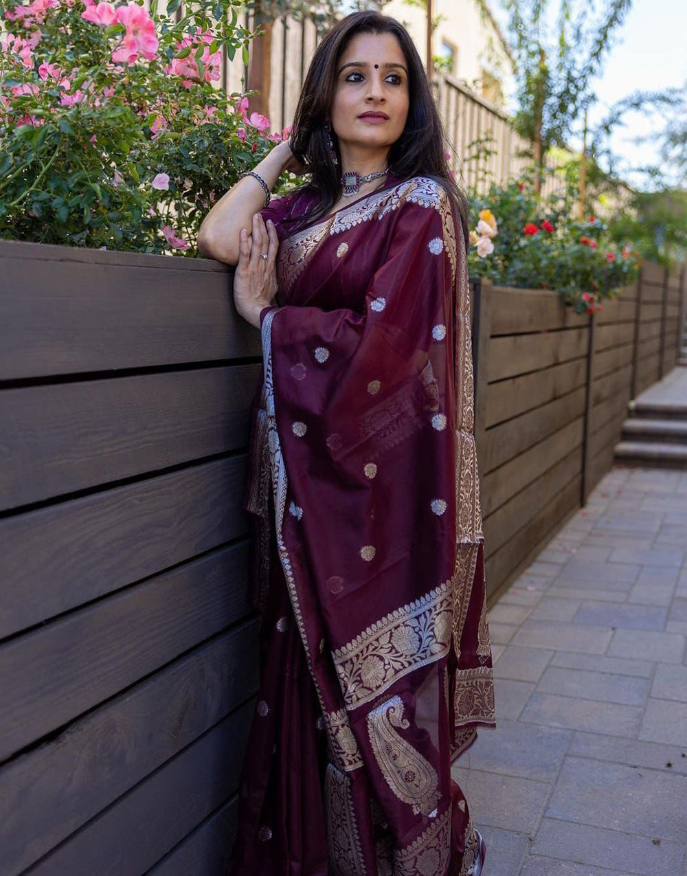 Wine Colour Soft Lichi Silk Saree With Rich Pallu
