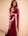 Maroon Colour Soft Lichi Silk Saree With Rich Pallu