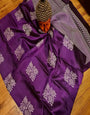 Hot Violet Colour Soft Lichi Silk Saree With Rich Pallu