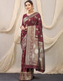 Brown Banarasi Silk Saree With blouse