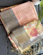 Peach Colour Tussar Print Soft Saree with all Over Beautiful Print
