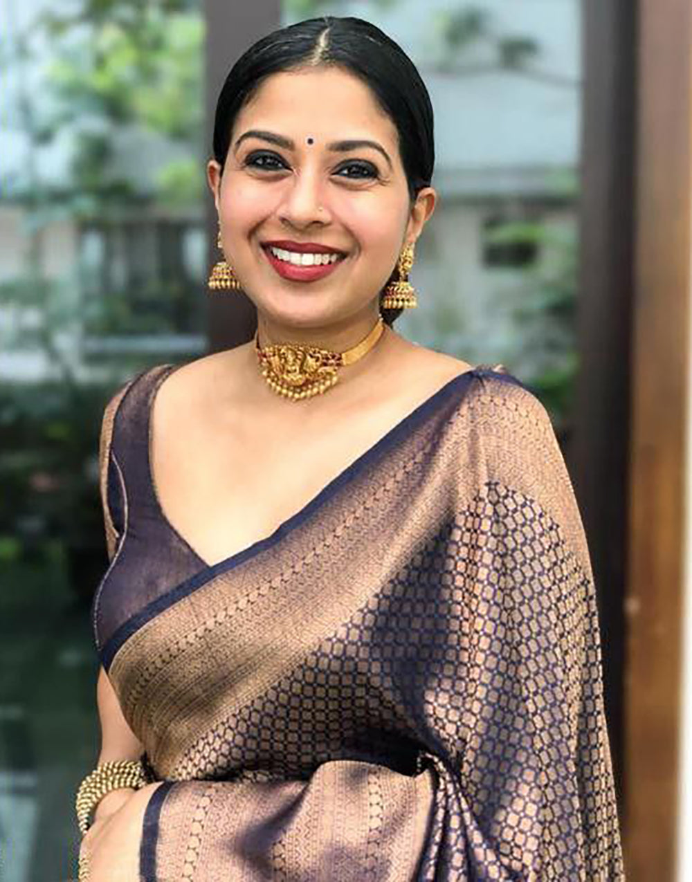 Navy Blue Colour Soft Silk Saree With Designer Blouse