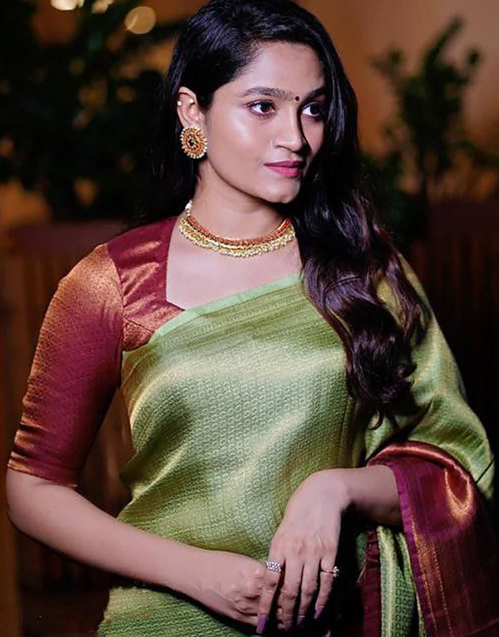 Latest Pista Colour Soft Silk Saree With Designer Blouse