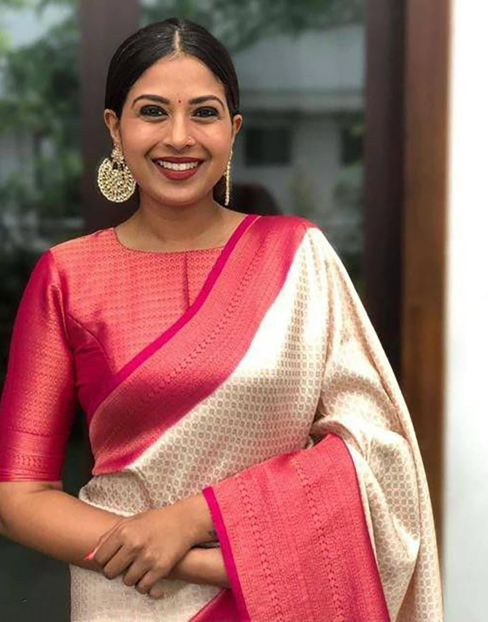 Latest Pink And White Colour Soft Silk Saree With Designer Blouse