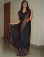 Black Soft Silk Saree With Matching Blouse