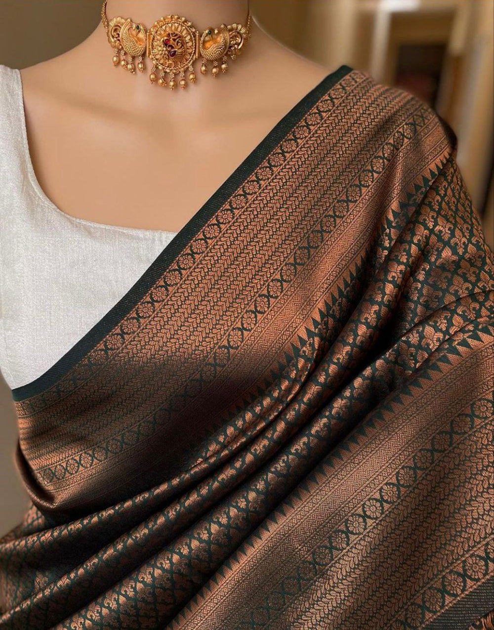 Designer Green Colour Soft Silk Saree With Jaquard Border