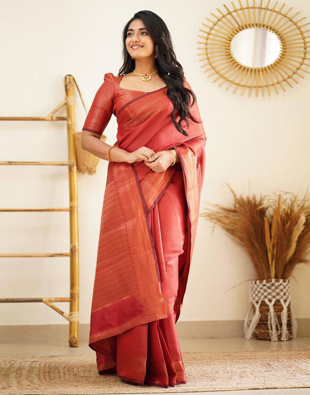 Shine Hot Red Soft Silk Saree With Beautiful Pallu