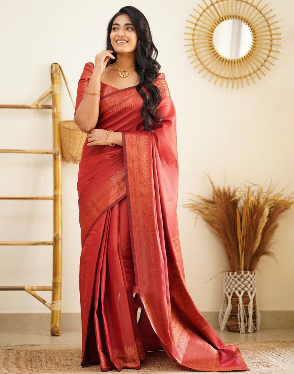 Shine Hot Red Soft Silk Saree With Beautiful Pallu