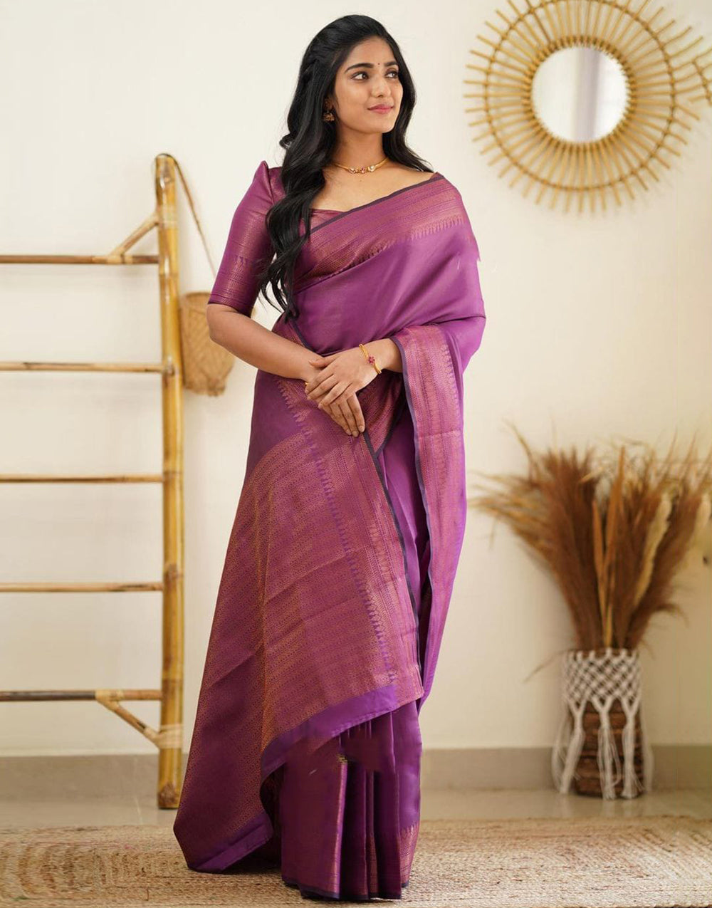 Violet Colour Soft Silk Saree With Blouse