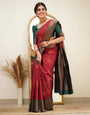 Hot Red Colour Soft Silk Saree With Weaving Work