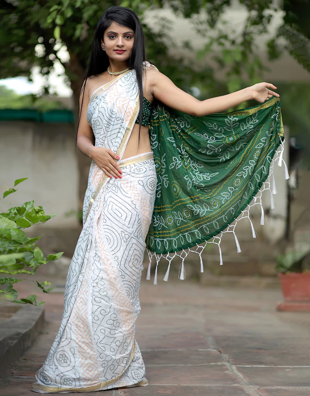 Colourful Bandhani Designer Wedding Wear Saree