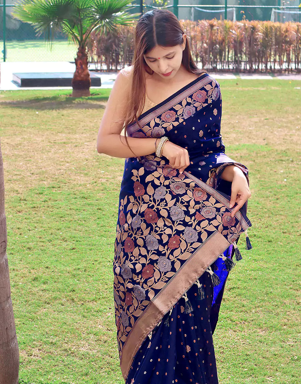 Blue Soft Silk Saree With Zari Weaving Work