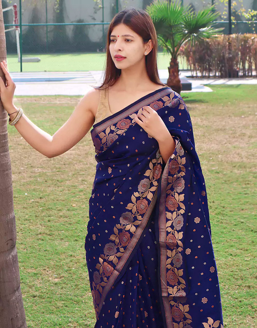 Blue Soft Silk Saree With Zari Weaving Work