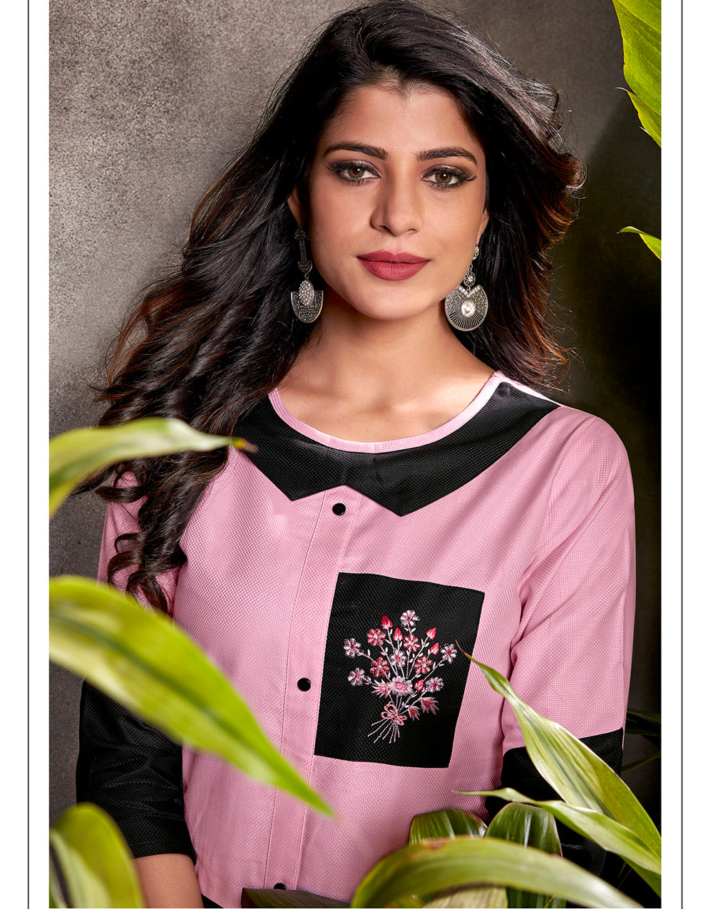 Light Pink Silk With Heavy Embroidery Kurti