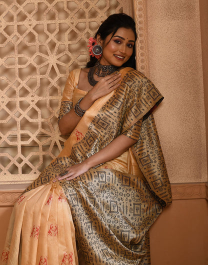 Cream Silk Saree With Weaving Work