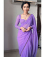 Lavender Georgette With Cutwork Border Ready To Wear Saree