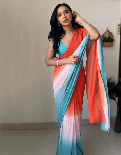 Multi Colour Georgette Ready To Wear Saree