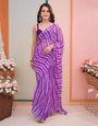 Purple Georgette Ready To Wear Saree With Printed Work