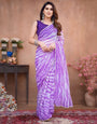 Purple & White Georgette Ready To Wear Saree With Printed Work