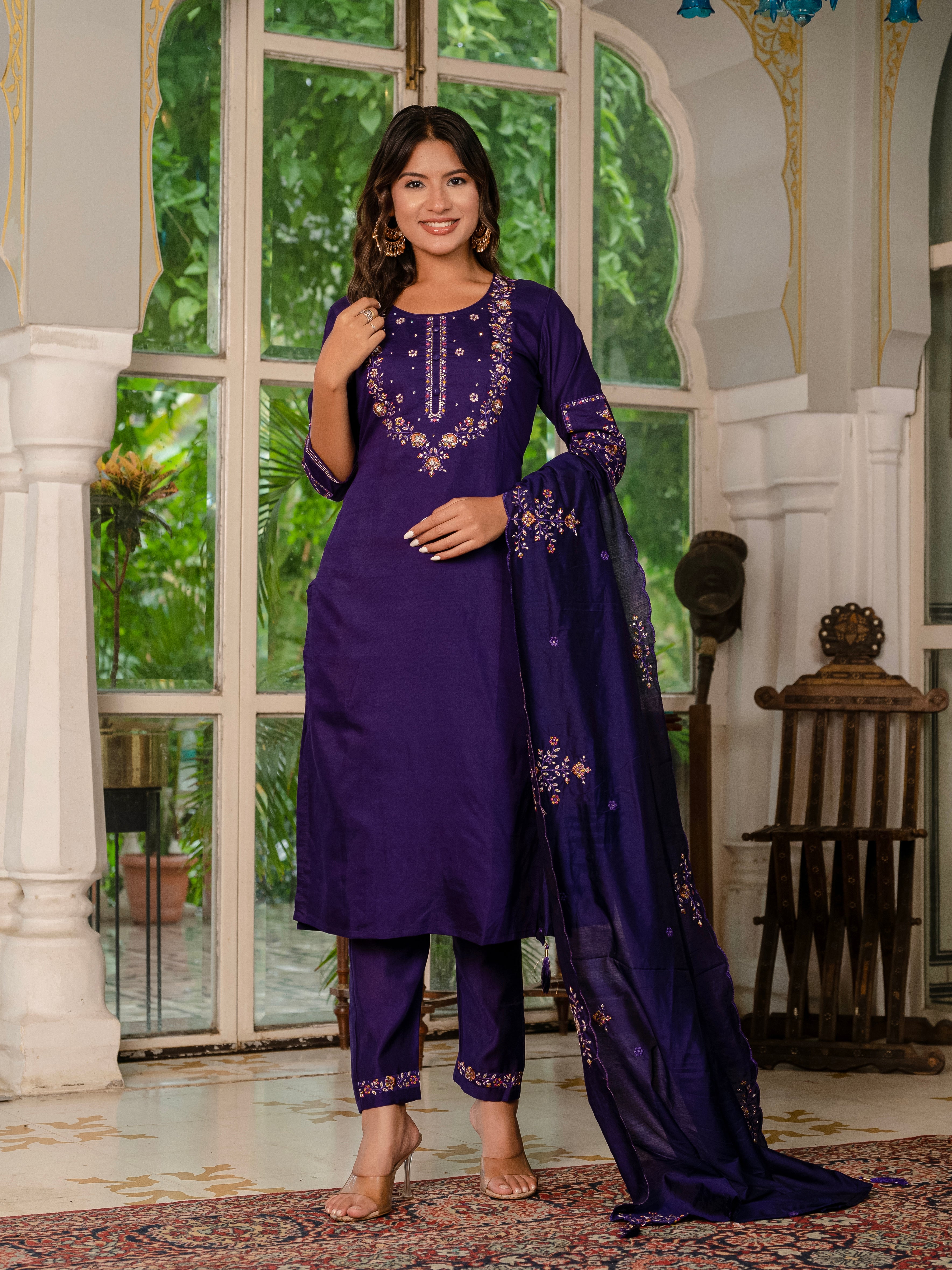 Elegant Straight Kurti Pant Dupatta Set