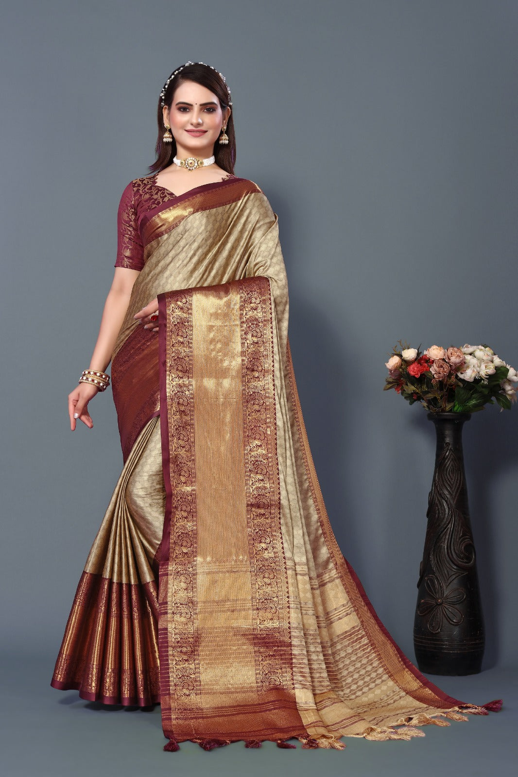 Cotton Silk Kanjivaram  Ready To Wear Saree