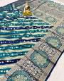 Rama Blue Banarasi Silk Saree With Zari Weaving Work