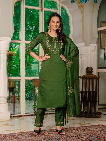 Elegant Straight Kurti Pant Dupatta Set