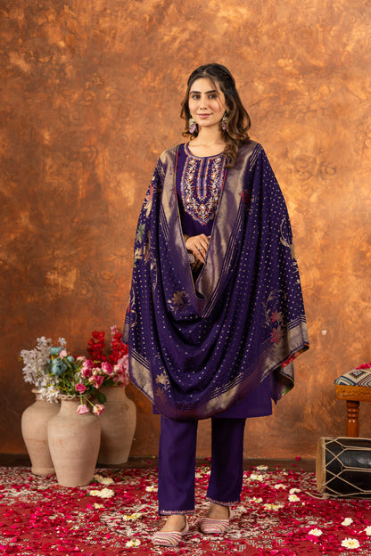 Elegant Straight Kurti Pant Dupatta Set