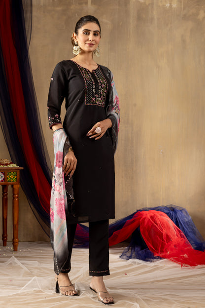 Elegant Straight Kurti Pant Dupatta Set