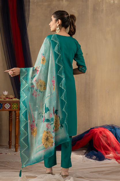 Elegant Straight Kurti Pant Dupatta Set