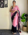 Light Pink & Black Georgette Saree With Sequence & Embroidery Work