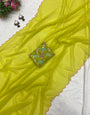 Yellow Green Georgette Saree With Cut Work Border & Sequence Work Blouse