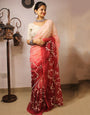 Maroon & Baby Pink Georgette With Sequence & Embroidery Saree & Stitched Blouse