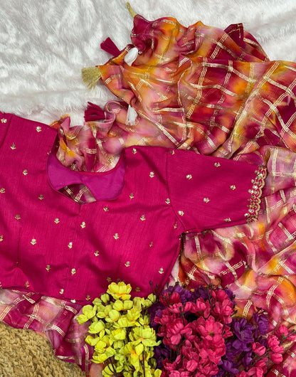 Pink Viscose Georgette Saree With Weaving Work