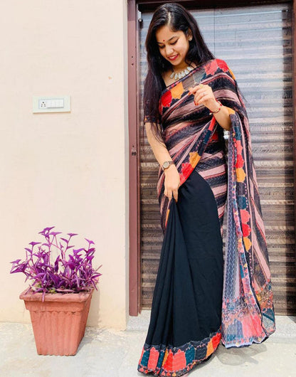 Black Georgette Saree With Sequence Work