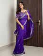 Purple Soft Organza Saree With Embroidery & Sequence Work