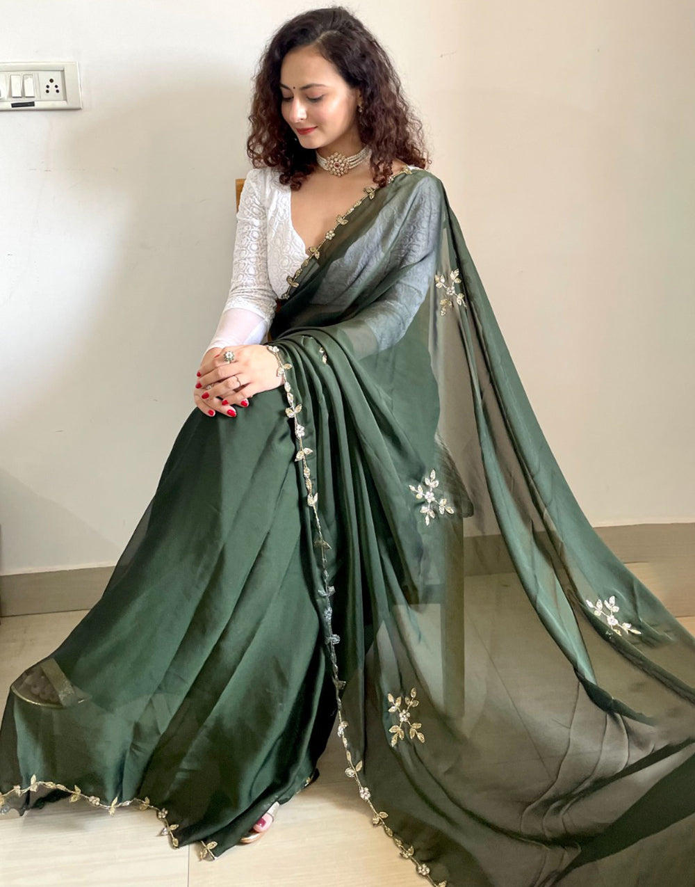 Green Rangoli Silk Handwork Saree