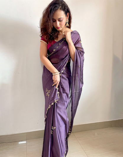 Violet Rangoli Silk Handwork Saree