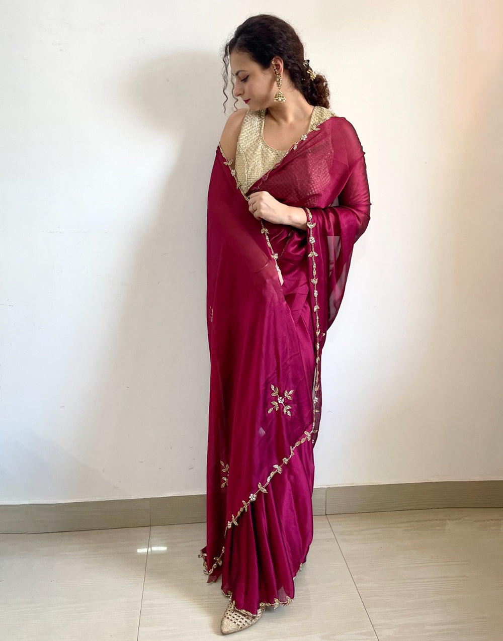 Pink Rangoli Silk Handwork Saree
