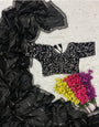 Black Organza Saree With Embroidery & Sequence Work