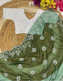 Green Organza Saree With Embroidery Work