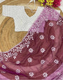 Magenta Organza Saree With Embroidery Work
