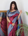 Magenta Banarasi Silk Saree With Zari Weaving Work