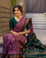 Lilac Purple Banarasi Soft Silk Saree With Zari Weaving Work