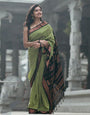 Mint Green Banarasi Soft Silk Saree With Zari Weaving Work