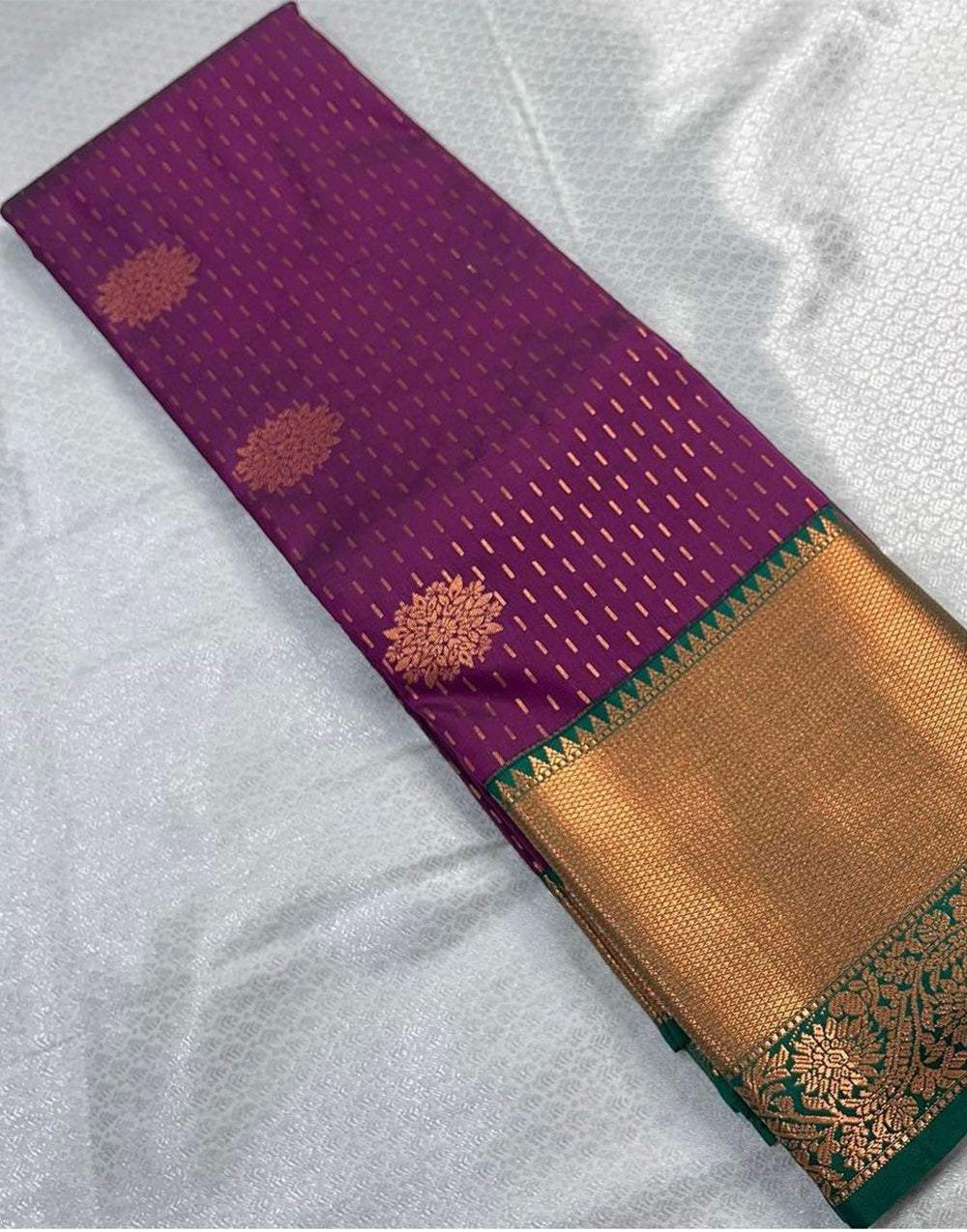 Dark Purple Banarasi Soft Silk Saree With  Weaving Border