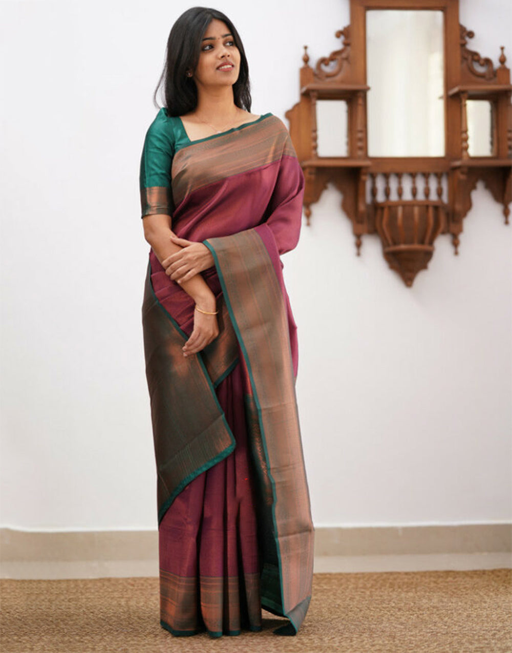 Dark Maroon Banarasi Soft Silk Saree With Zari Weaving Work