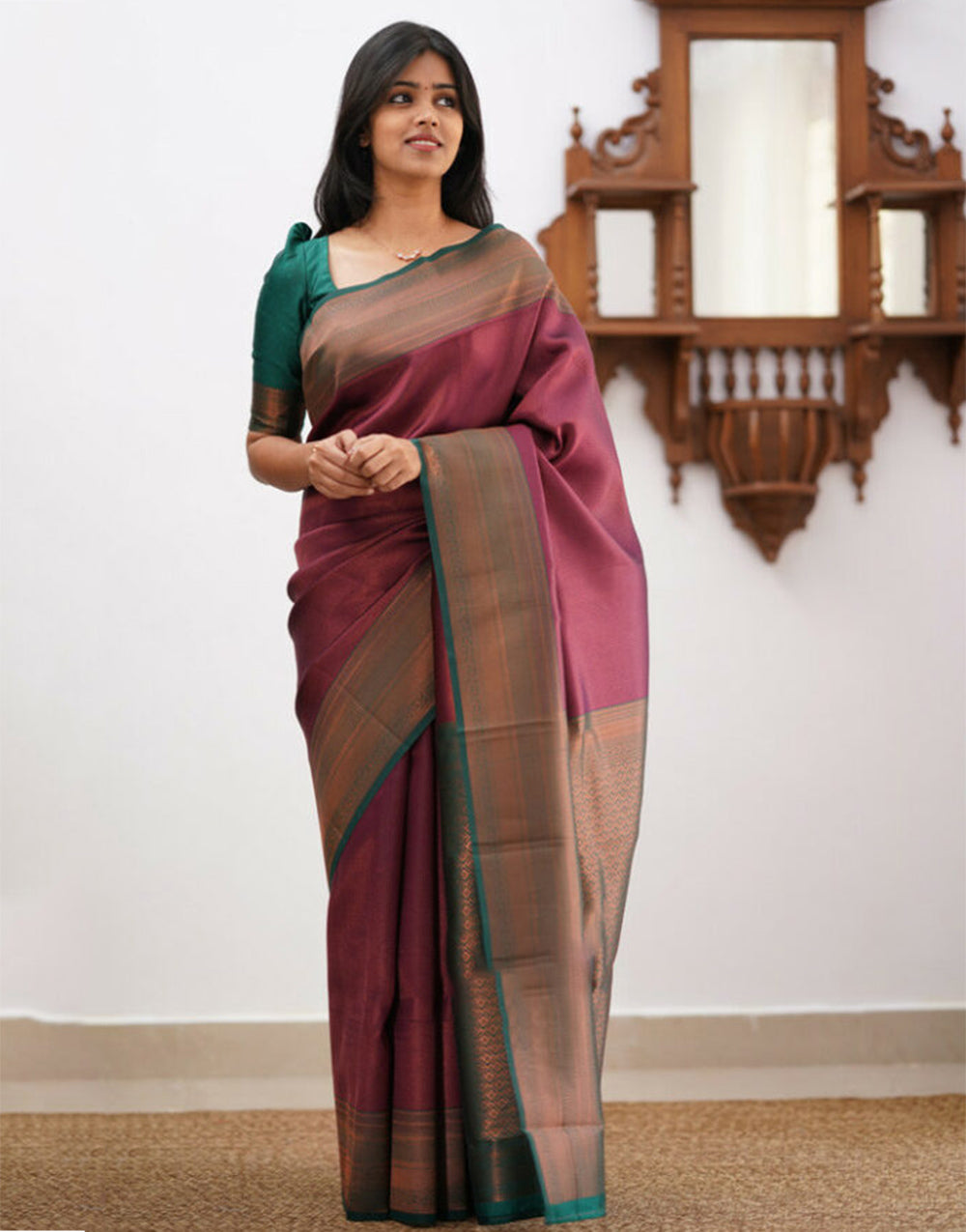 Dark Maroon Banarasi Soft Silk Saree With Zari Weaving Work